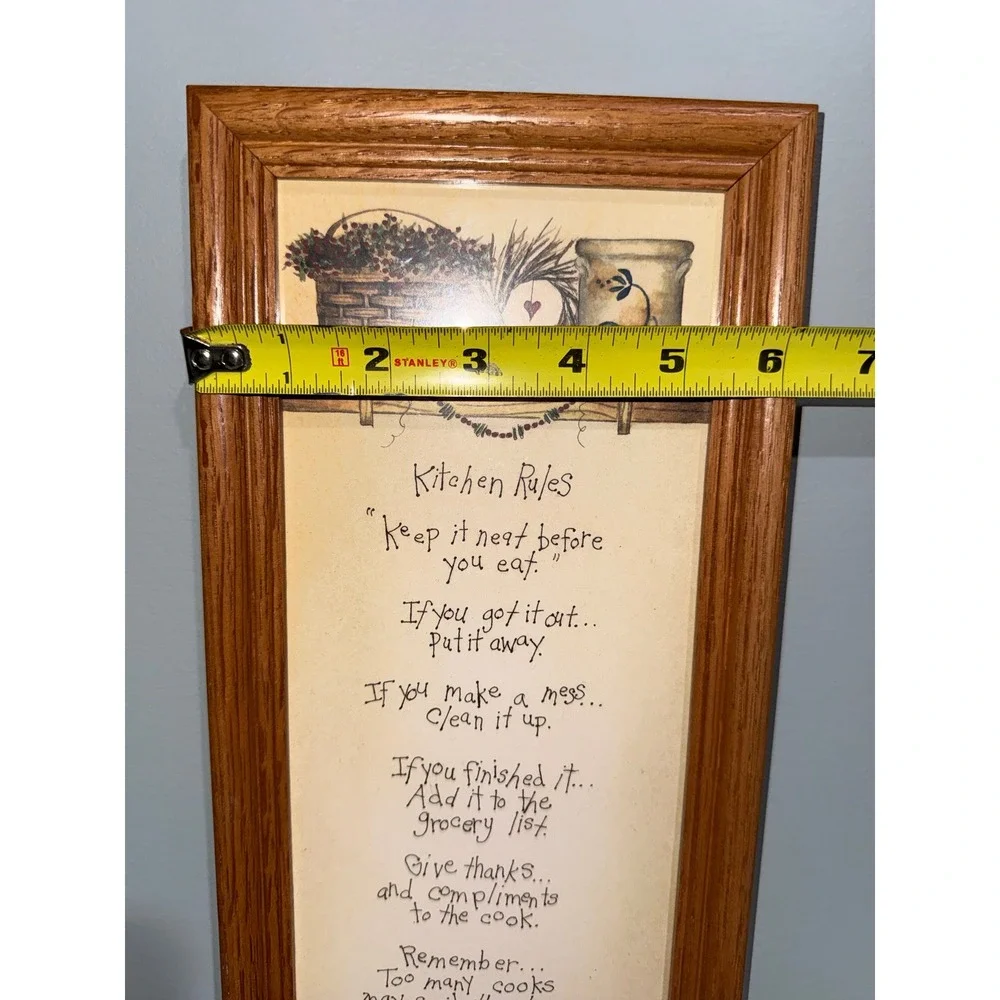 L Spivey Kitchen Rules Framed Wall Art Country Farmhouse Oak Cottagecore
